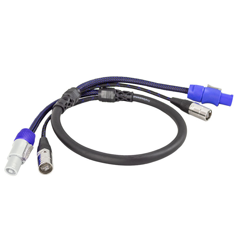 Stage Lighting Cable RJ45 Male to RJ45 & Powercon Input to Output