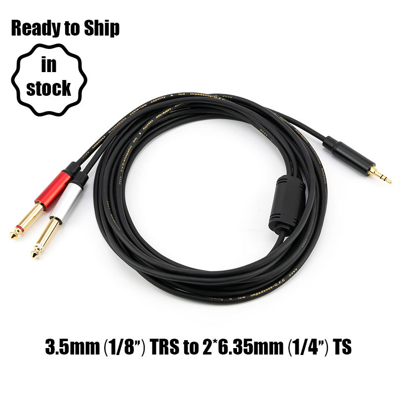 3.5mm to dual 6.35mm audio cable