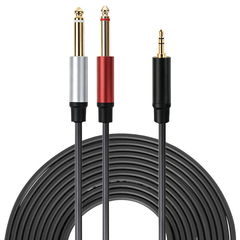 3.5mm to dual 6.35mm audio cable