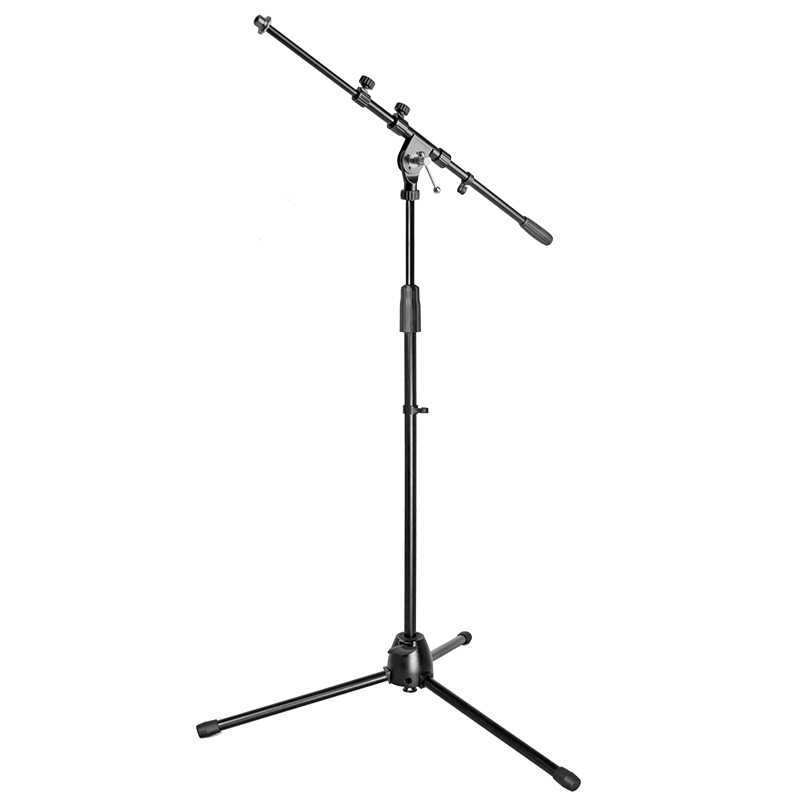 Tripod boom microphone stand with folded tripod legs and boom arm - factory product photo
