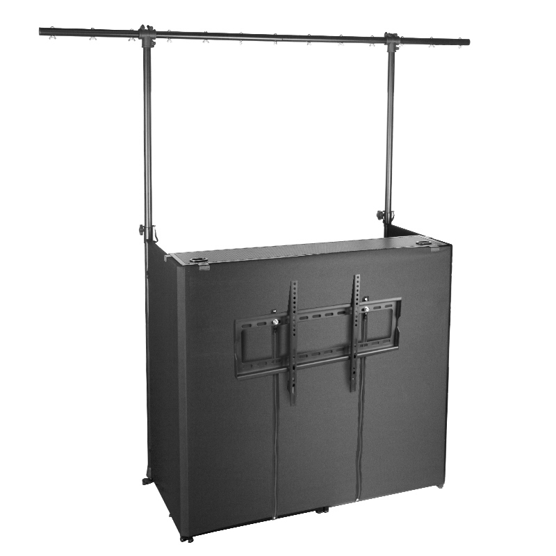 Adjustable DJ table with TV bracket
