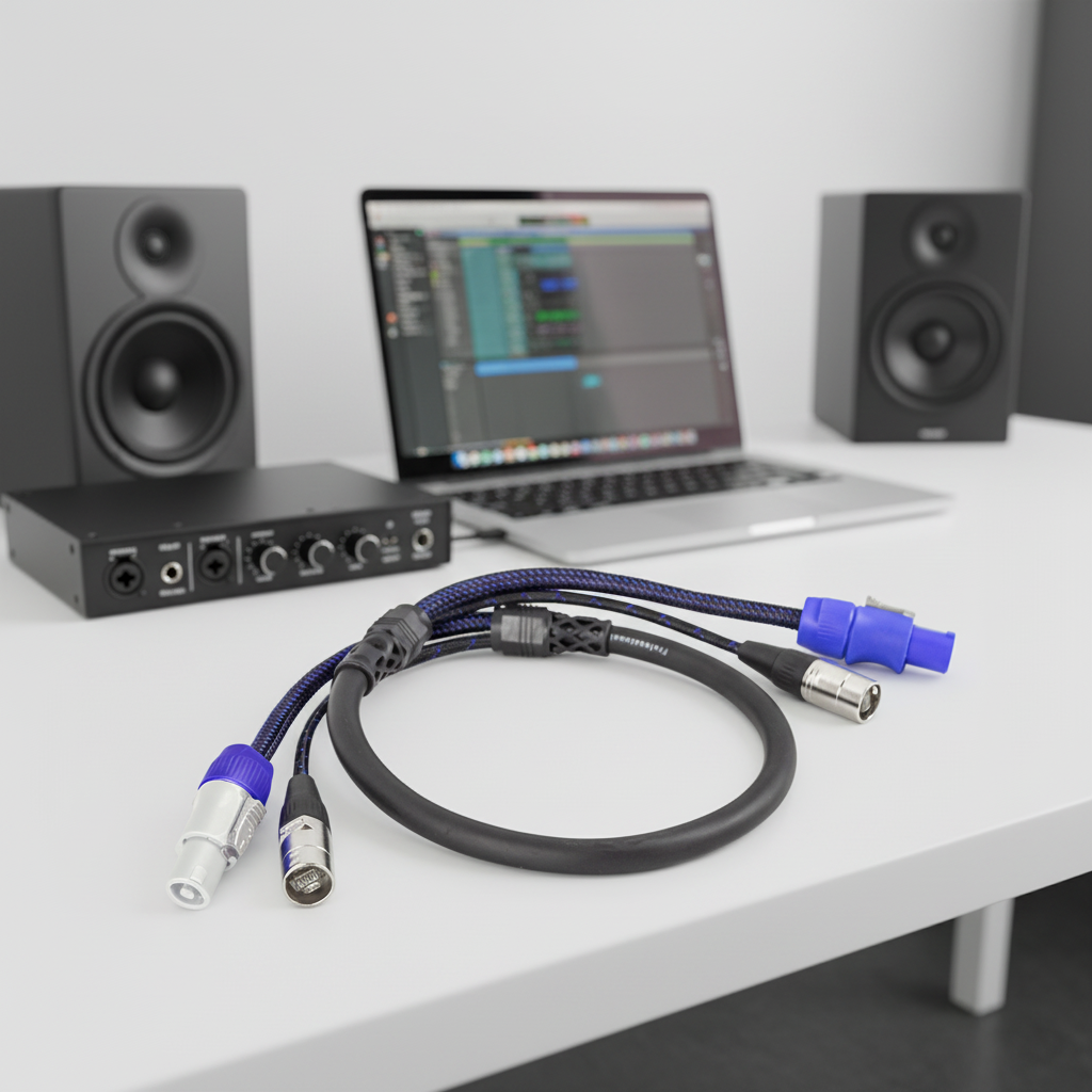 DMX PowerCON Hybrid Cable RJ45 Male to Female