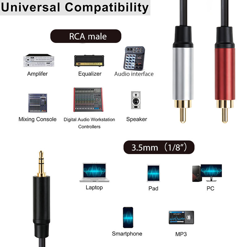 3.5mm TRS to dual RCA lead