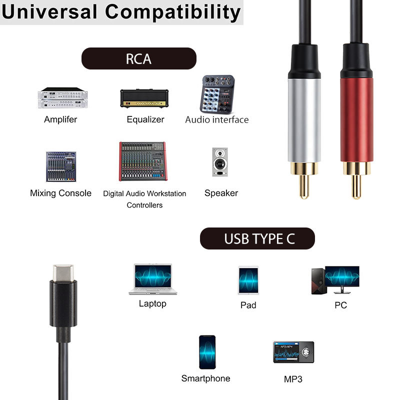 USB C to RCA gold plated