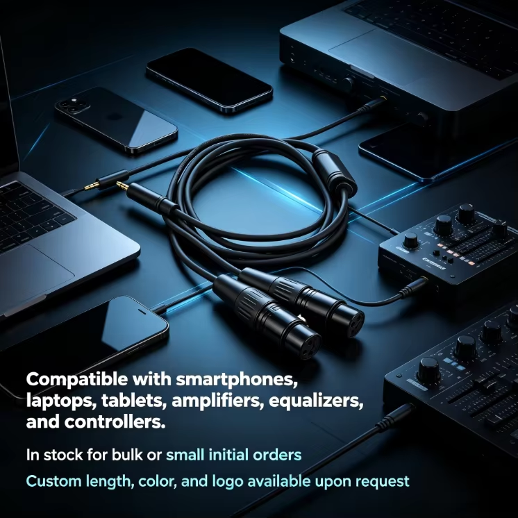 3.5mm to dual XLR female cable