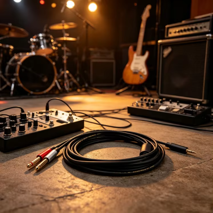 3.5mm to dual 6.35mm audio cable